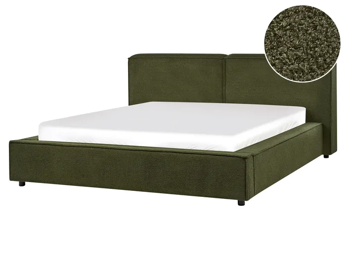 Cama de agua Bouclé LINARDS 160 x 200 cm Verde oscuro