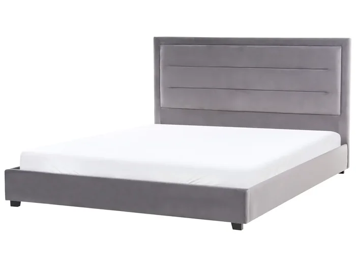 Cama de agua Terciopelo ROUEN 180 x 200 cm Gris oscuro