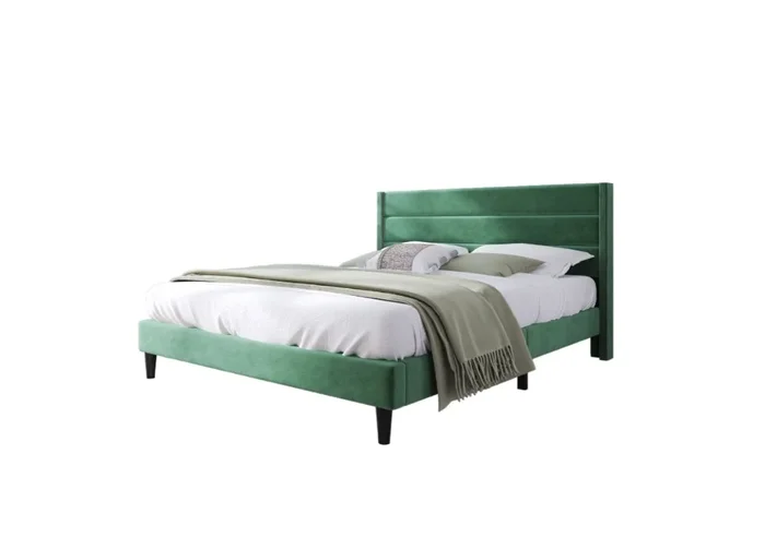 Cama de matrimonio de terciopelo 140x200cm,verde