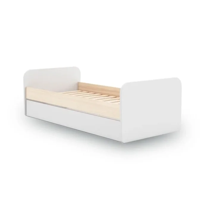 Cama doble juvenil Misty Breeze Blanco – Oak Soft 205,4 x 65 x 102 cm