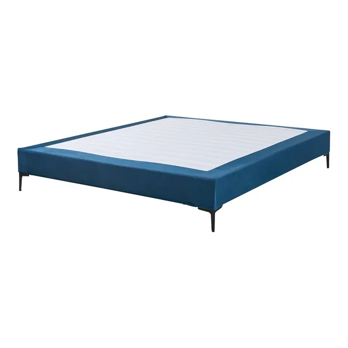 Cama doble Lilla con revestimiento de terciopelo 140×200 cm – Azul [en.casa]