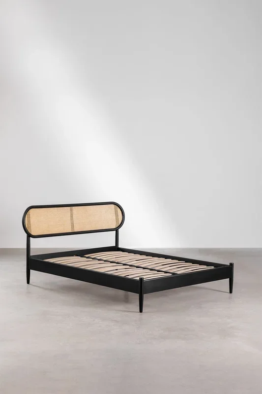 Cama en Madera Fraser 150 x 200 cm Negro – SKLUM