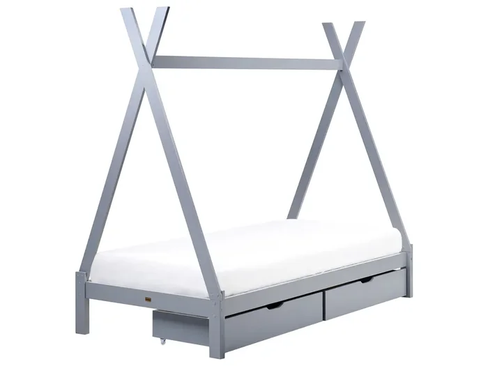 Cama infantil con cajones Tipi Madera de pino DEVAY 90 x 200 cm Gris