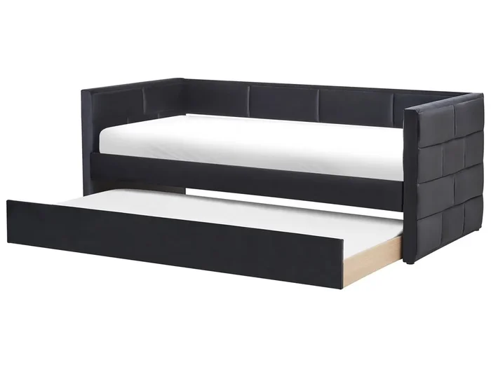 Cama nido Terciopelo CHAVONNE 90 x 200 cm Negro