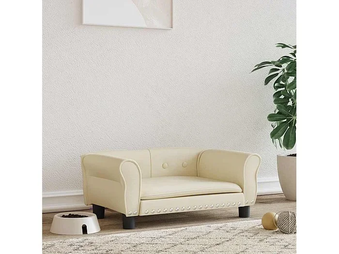 Cama para perros de cuero sintético crema 70x45x30 cm