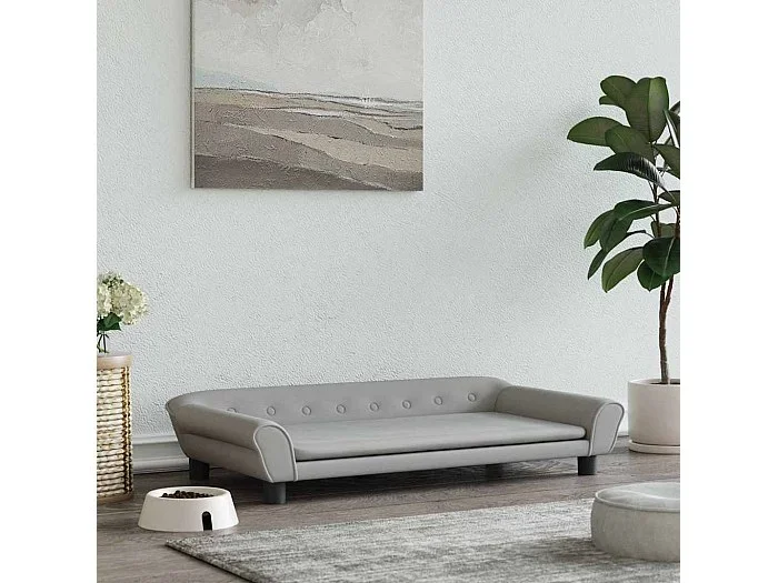 Cama para perros de terciopelo gris claro 100x50x21 cm