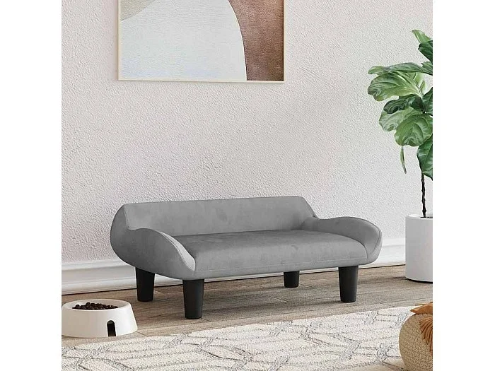 Cama para perros de terciopelo gris claro 70x40x24 cm