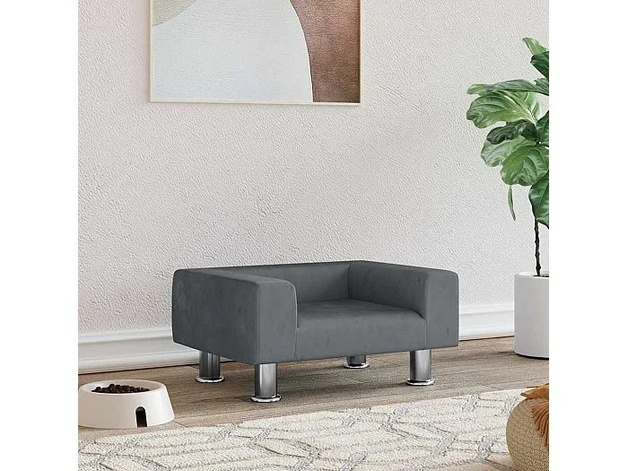 Cama para perros de terciopelo gris oscuro 50x40x26,5 cm
