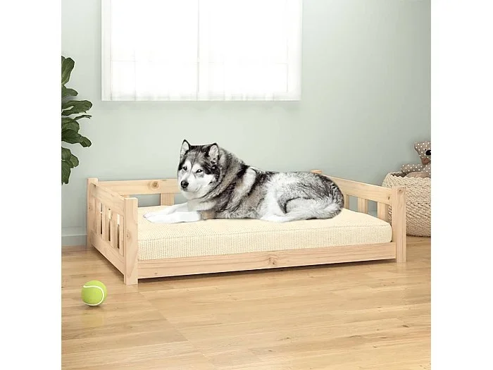 Cama para perros madera maciza de pino 105,5×75,5×28 cm