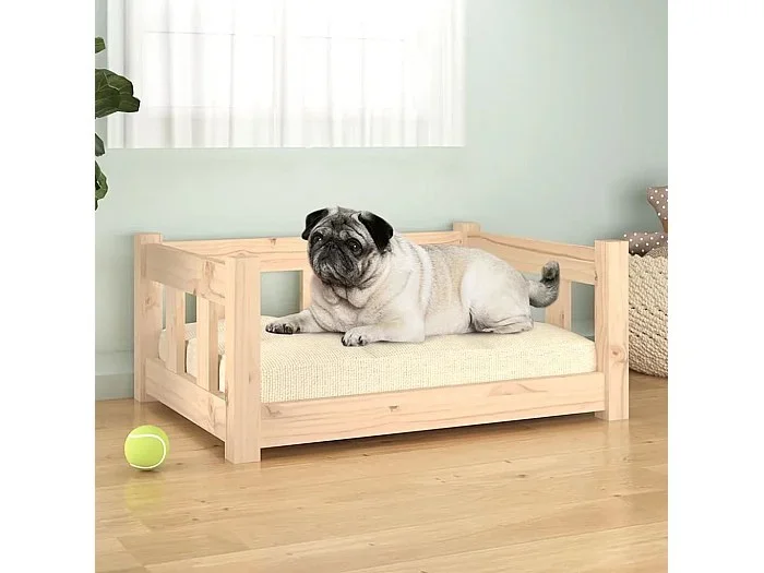 Cama para perros madera maciza de pino 65,5×50,5×28 cm