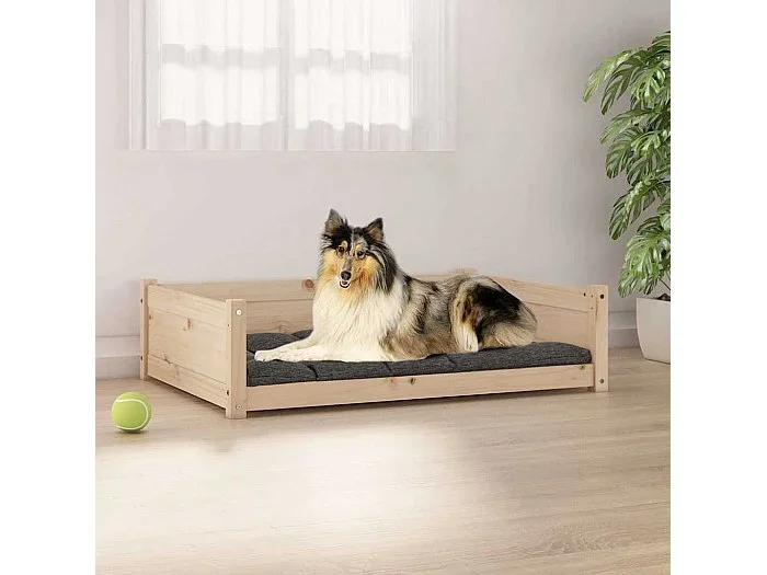 Cama para perros madera maciza de pino 95,5×65,5×28 cm
