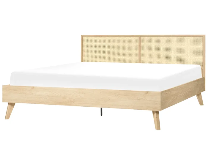 Cama Ratán MONPAZIER 180 x 200 cm Marrón claro