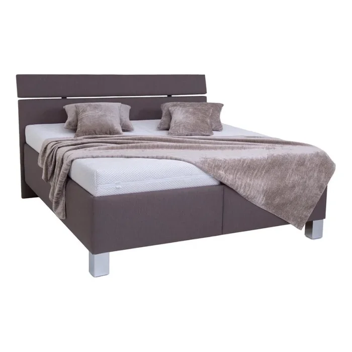 Cama tapizada ALIS 180×200 cm con espacio de almacenamiento, sin colchón, marrón