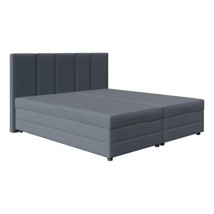 Cama tapizada ISABEL 160×200 con colchón de muelles y espacio de almacenamiento, gris
