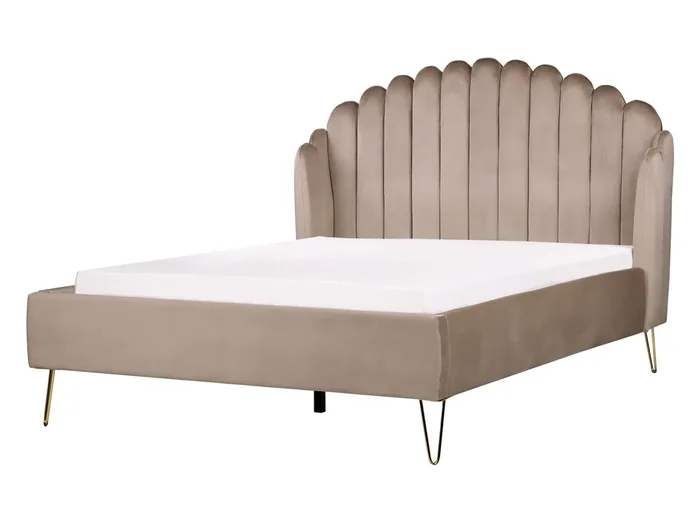 Cama Terciopelo AMBILLOU 140 x 200 cm Gris pardo
