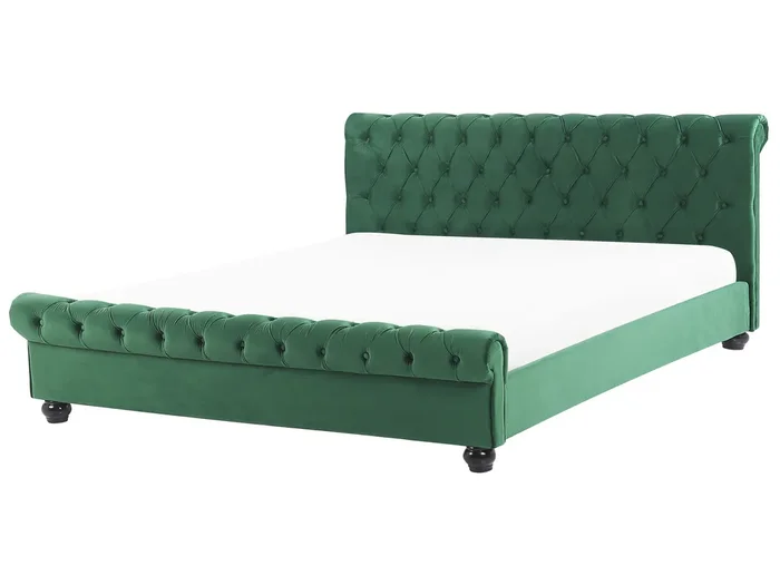 Cama Terciopelo AVALLON 180 x 200 cm Verde esmeralda