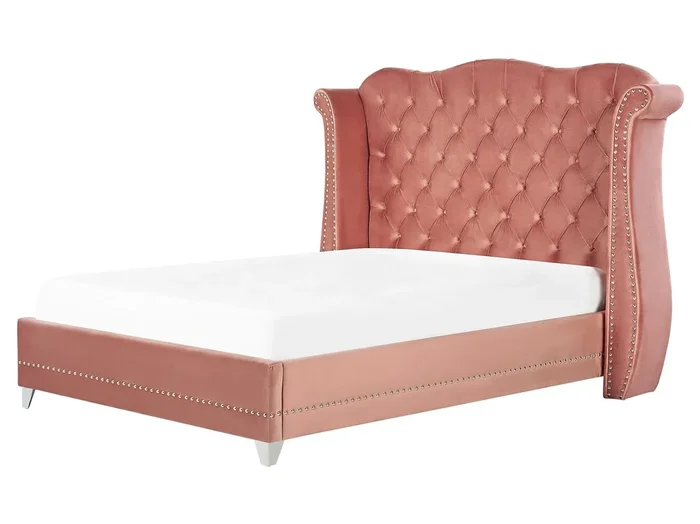 Cama Terciopelo AYETTE 140 x 200 cm Rosa