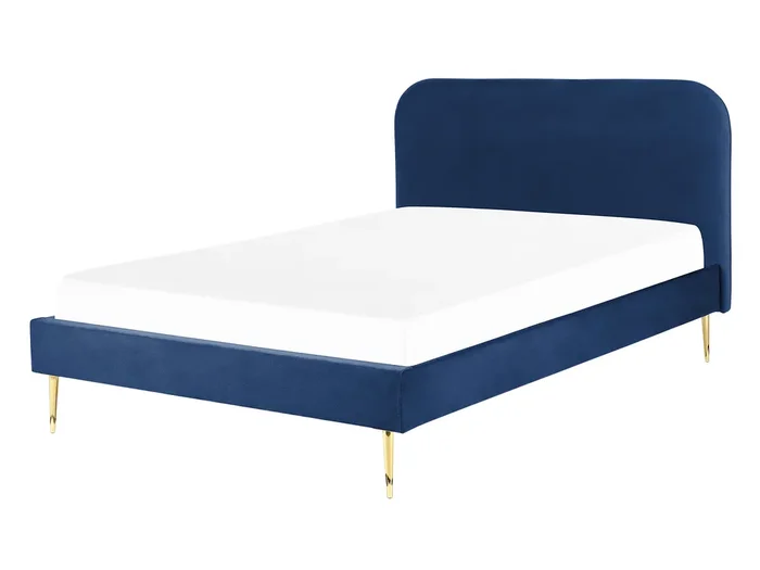 Cama Terciopelo FLAYAT 140 x 200 cm Azul marino