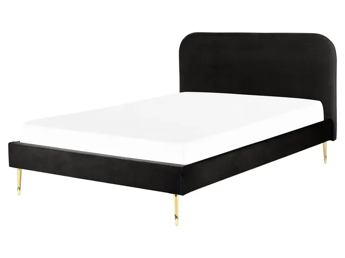 Cama Terciopelo FLAYAT 160 x 200 cm Negro