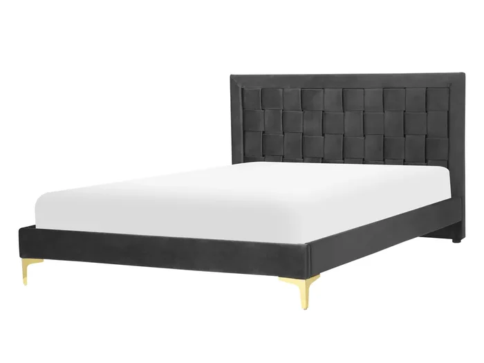 Cama Terciopelo LIMOUX 140 x 200 cm Negro