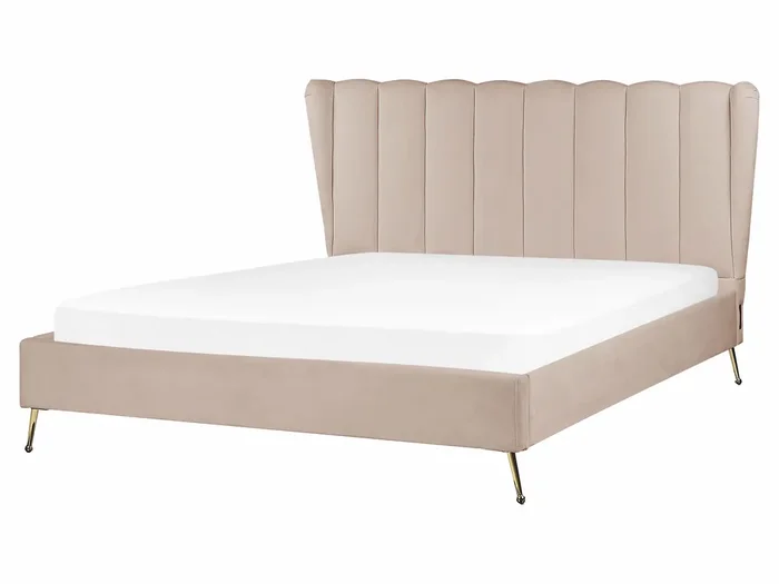 Cama Terciopelo MIRIBEL 160 x 200 cm Gris pardo