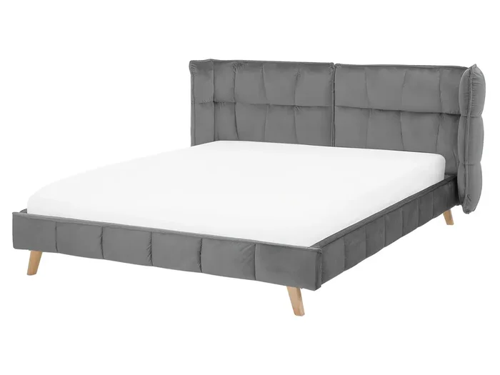 Cama Terciopelo SENLIS 160 x 200 cm Gris