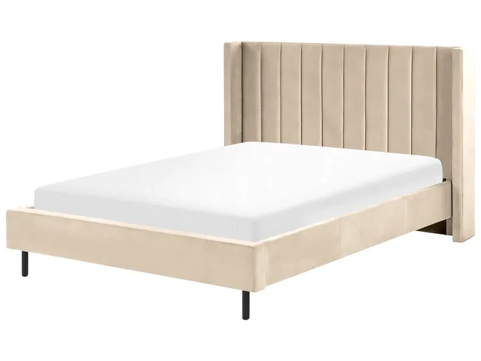 Cama Terciopelo VILLETTE 140 x 200 cm Beige