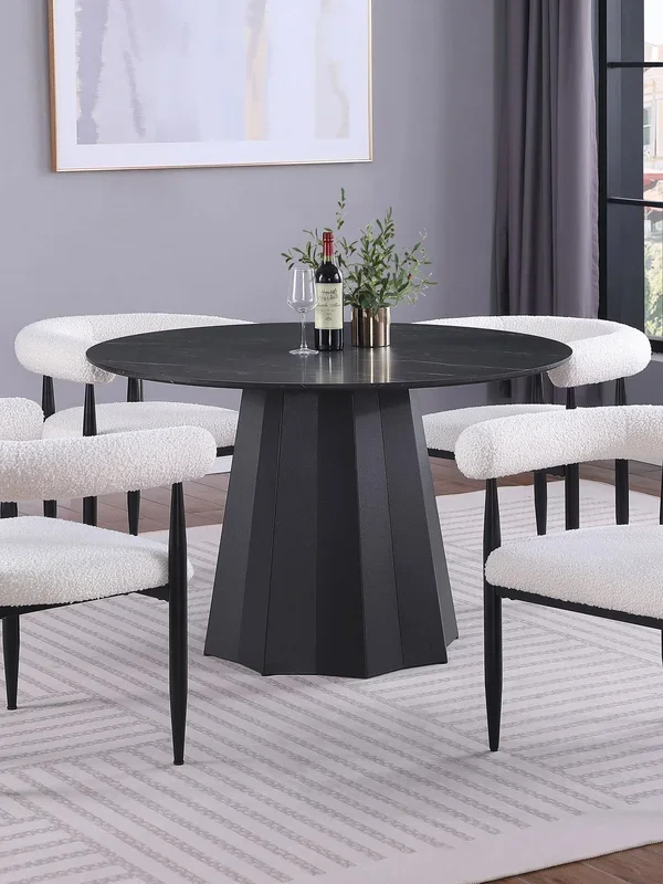 Camden Black Round 48-inch Faux Marble Top Dining Table