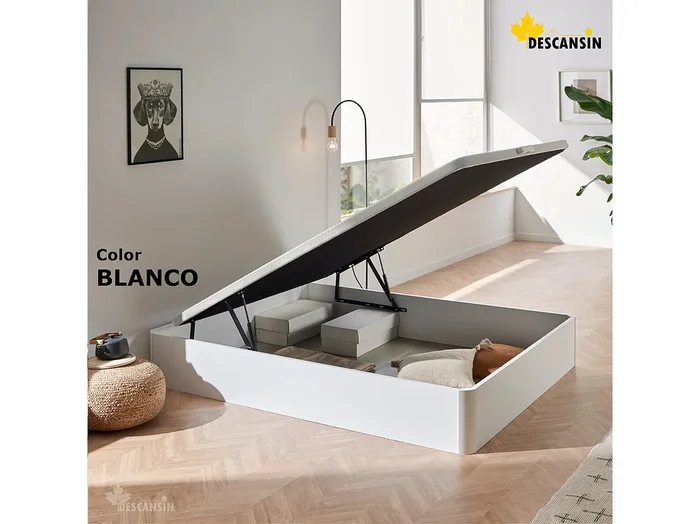 Canape Abatible 105 x 190 cm Color Blanco Con Subida A Domicilio Reforzado Gran Almacenaje Descansin
