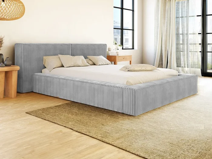 Canapé abatible 180 x 200 cm – Pana gruesa – Gris claro – TIMANO de Pascal Morabito