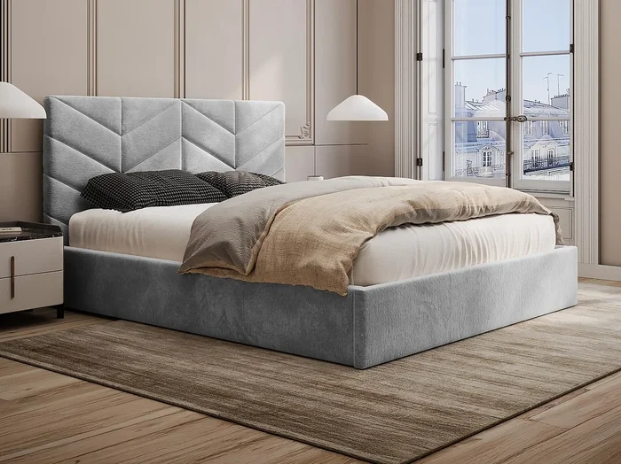 Canapé abatible 200 x 200 cm – Tela texturizada – Gris – JUSTANI