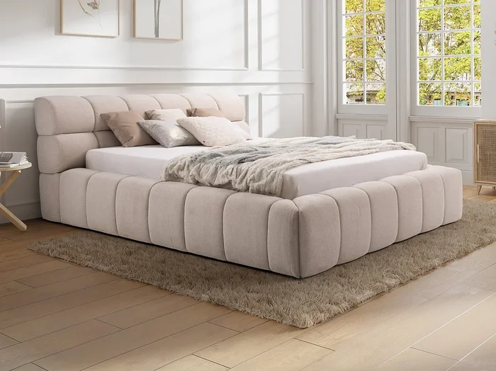 Canapé abatible de 180 x 200 cm – Tela – Beige – FORVIK