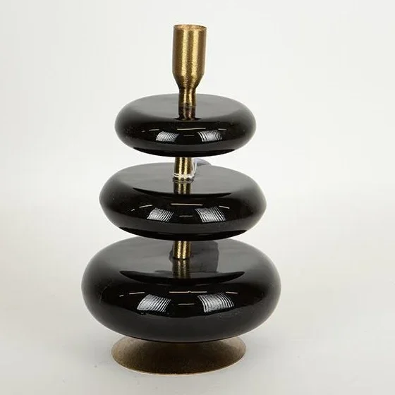 Candelabro 23×15 cm negro/dorado