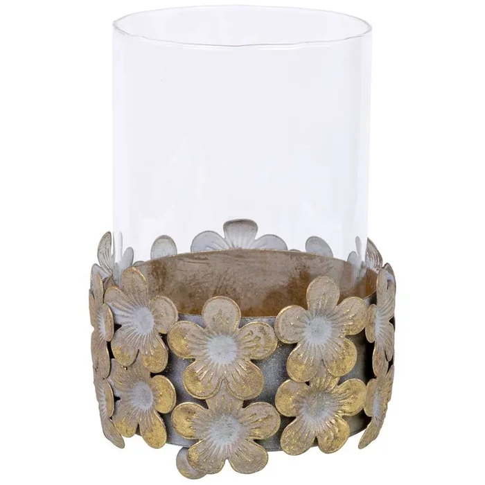 Candelabro de metal blanco 10x10x14h cm