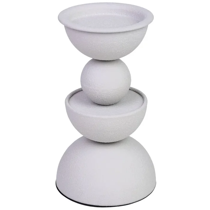 Candelabro de metal blanco 12.5×12.5x22h cm