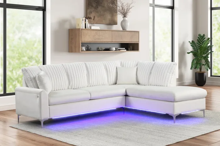 Candy Beige Led Lights Right Arm Facing (RAF) Sectional