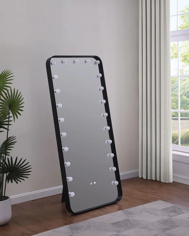 Canton Black LED Standing Mirror with Speakers