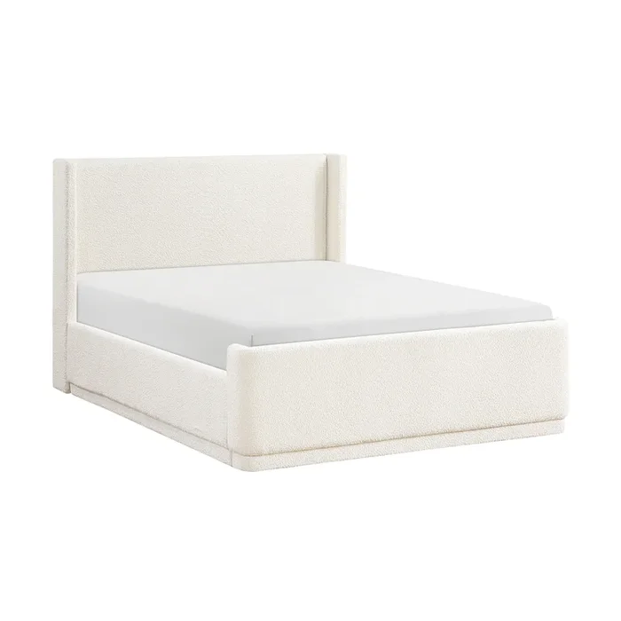 Carmel Beige Queen Upholstered Platform Bed