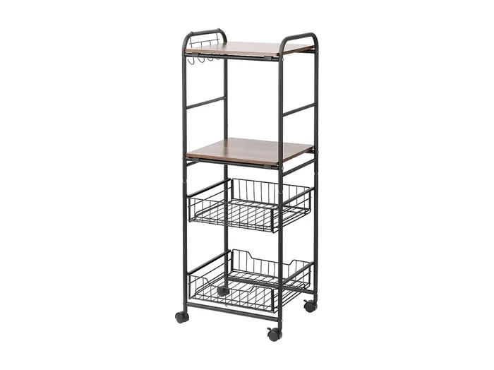 Carro de cocina nogal y negro 40x38x111 cm HOMCOM