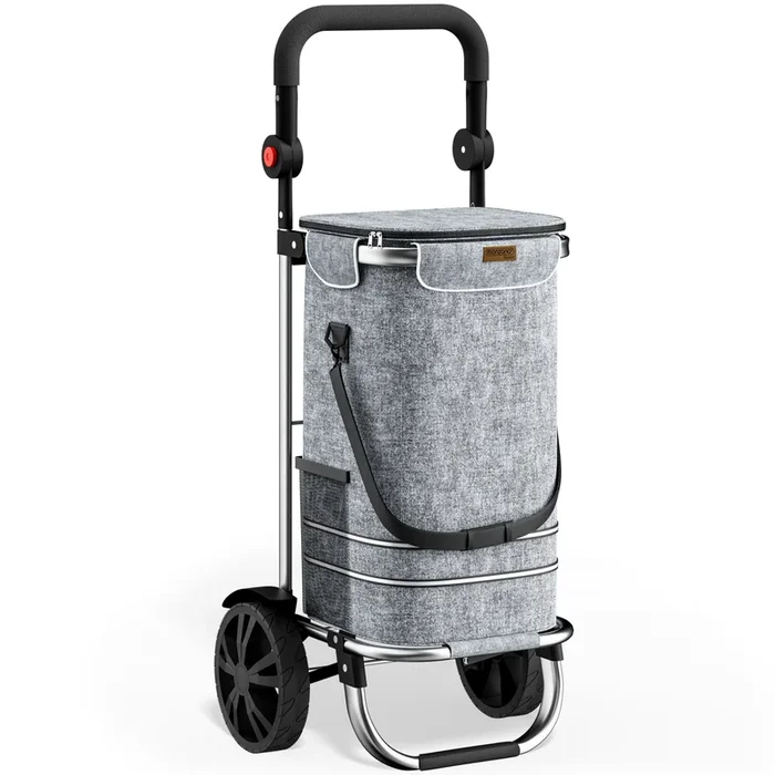 Carro de la compra aluminio y poliéster gris 56L 31x24x54cm