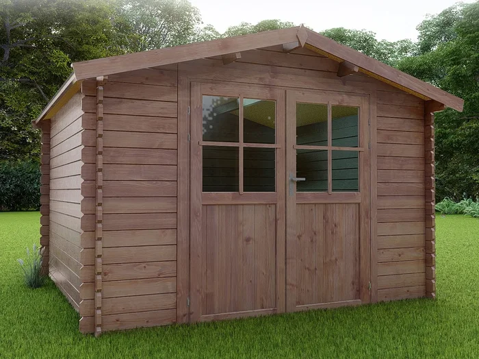 Caseta de jardín de madera tratado con autoclave 9,91 m² de 28 mm de grosor – HORTUSA