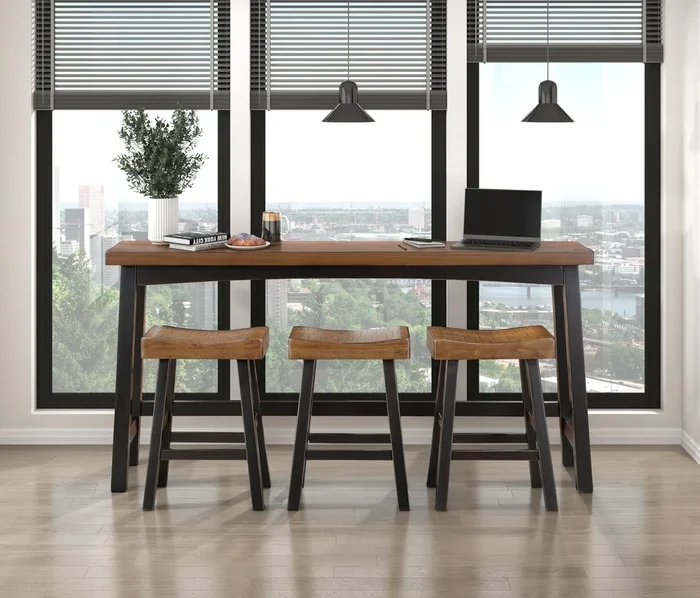 Caspian Black/Brown 4-Piece Pack Counter Height Set