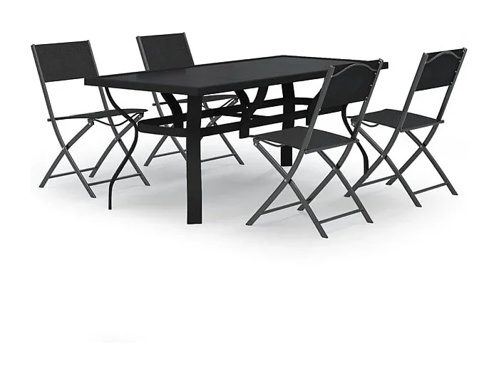 Cedar Key Juego de comedor para jardín 5 piezas con cojines gris y negro
