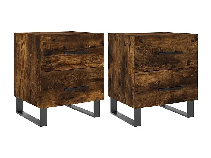Cennet Mesita noche 2 uds madera ingeniería roble ahumado 40x35x47,5cm