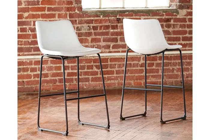 Centiar White Pub Height Barstool, Set of 2