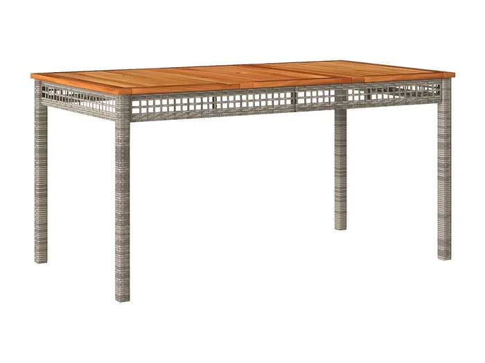 Centreville Mesa de jardín ratán sintético madera acacia gris 140x80x75 cm