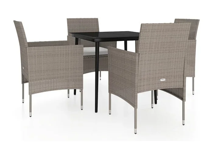 Cesarino Juego de comedor de jardín 5 piezas con cojines beige y negro