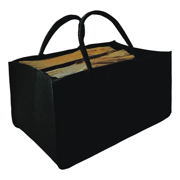 Cesta de madera de fieltro con asas 27×50 cm negro