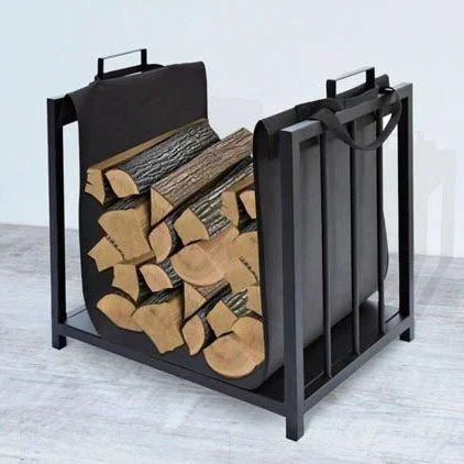 Cesta para madera 50×50,5 cm negro