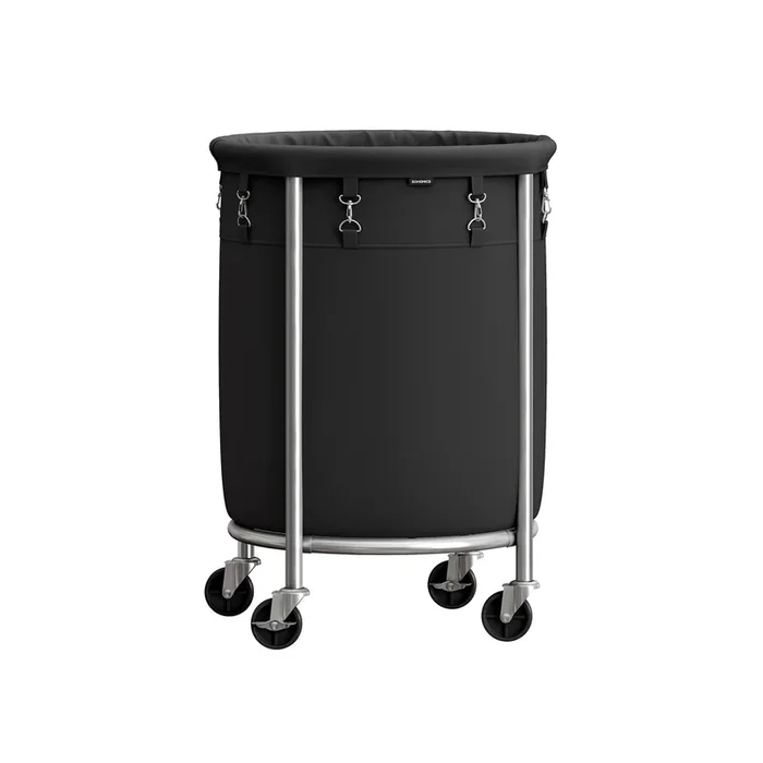 Cesto de Ropa Sucia con Ruedas 110 L Negro y Plata-SONGMICS